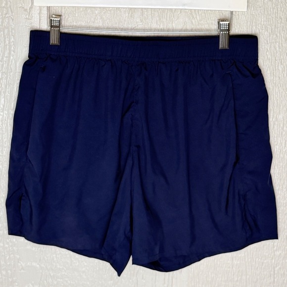 Pants - Mens Navy Blue Athletic Running Shorts Elastic Waist Mesh Back Pockets Size M